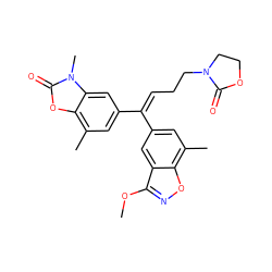 COc1noc2c(C)cc(/C(=C\CCN3CCOC3=O)c3cc(C)c4oc(=O)n(C)c4c3)cc12 ZINC000040898743