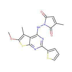 COc1sc2nc(-c3cccs3)nc(NN3C(=O)C=C(C)C3=O)c2c1C ZINC000146444632