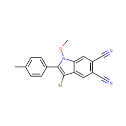 COn1c(-c2ccc(C)cc2)c(Br)c2cc(C#N)c(C#N)cc21 ZINC000653848321