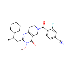 COn1c(C[C@H](C)C2CCCCC2)nc2c(c1=O)CN(C(=O)c1ccc(C#N)cc1F)CC2 ZINC000113831867