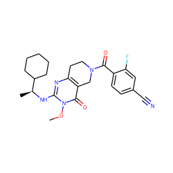 COn1c(N[C@@H](C)C2CCCCC2)nc2c(c1=O)CN(C(=O)c1ccc(C#N)cc1F)CC2 ZINC000113829320