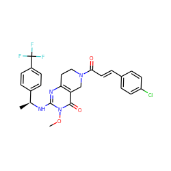 COn1c(N[C@@H](C)c2ccc(C(F)(F)F)cc2)nc2c(c1=O)CN(C(=O)/C=C/c1ccc(Cl)cc1)CC2 ZINC000113854335