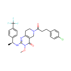 COn1c(N[C@@H](C)c2ccc(C(F)(F)F)cc2)nc2c(c1=O)CN(C(=O)CCc1ccc(Cl)cc1)CC2 ZINC000113831641