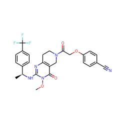 COn1c(N[C@@H](C)c2ccc(C(F)(F)F)cc2)nc2c(c1=O)CN(C(=O)COc1ccc(C#N)cc1)CC2 ZINC000113831140