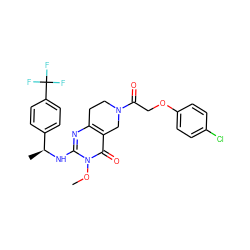 COn1c(N[C@@H](C)c2ccc(C(F)(F)F)cc2)nc2c(c1=O)CN(C(=O)COc1ccc(Cl)cc1)CC2 ZINC000113829101