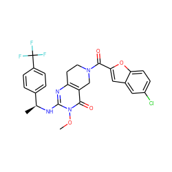 COn1c(N[C@@H](C)c2ccc(C(F)(F)F)cc2)nc2c(c1=O)CN(C(=O)c1cc3cc(Cl)ccc3o1)CC2 ZINC000113827521