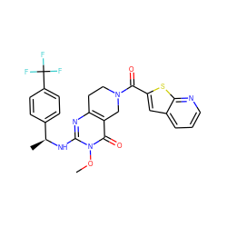 COn1c(N[C@@H](C)c2ccc(C(F)(F)F)cc2)nc2c(c1=O)CN(C(=O)c1cc3cccnc3s1)CC2 ZINC000113831096