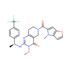 COn1c(N[C@@H](C)c2ccc(C(F)(F)F)cc2)nc2c(c1=O)CN(C(=O)c1cc3occc3n1C)CC2 ZINC000113831134