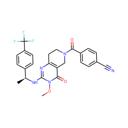 COn1c(N[C@@H](C)c2ccc(C(F)(F)F)cc2)nc2c(c1=O)CN(C(=O)c1ccc(C#N)cc1)CC2 ZINC000113831019