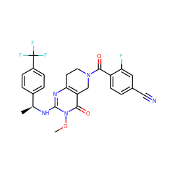 COn1c(N[C@@H](C)c2ccc(C(F)(F)F)cc2)nc2c(c1=O)CN(C(=O)c1ccc(C#N)cc1F)CC2 ZINC000113831798