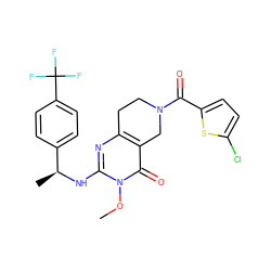 COn1c(N[C@@H](C)c2ccc(C(F)(F)F)cc2)nc2c(c1=O)CN(C(=O)c1ccc(Cl)s1)CC2 ZINC000113831045