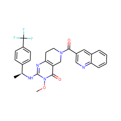 COn1c(N[C@@H](C)c2ccc(C(F)(F)F)cc2)nc2c(c1=O)CN(C(=O)c1cnc3ccccc3c1)CC2 ZINC000113831730