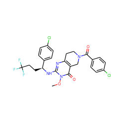 COn1c(N[C@@H](CCC(F)(F)F)c2ccc(Cl)cc2)nc2c(c1=O)CN(C(=O)c1ccc(Cl)cc1)CC2 ZINC000113829215