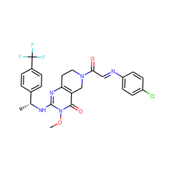 COn1c(N[C@H](C)c2ccc(C(F)(F)F)cc2)nc2c(c1=O)CN(C(=O)/C=N/c1ccc(Cl)cc1)CC2 ZINC001772626142