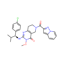 COn1c(N[C@H](c2ccc(Cl)cc2)C(C)C)nc2c(c1=O)CN(C(=O)c1cc3ccccn3n1)CC2 ZINC000113829310