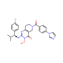 COn1c(N[C@H](c2ccc(Cl)cc2)C(C)C)nc2c(c1=O)CN(C(=O)c1ccc(-n3ccnc3)cc1)CC2 ZINC000113829353