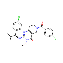 COn1c(N[C@H](c2ccc(Cl)cc2)C(C)C)nc2c(c1=O)CN(C(=O)c1ccc(Cl)cc1)CC2 ZINC000113831804