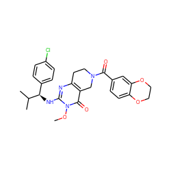 COn1c(N[C@H](c2ccc(Cl)cc2)C(C)C)nc2c(c1=O)CN(C(=O)c1ccc3c(c1)OCCO3)CC2 ZINC000113831910