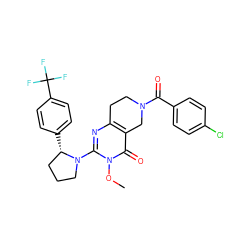 COn1c(N2CCC[C@@H]2c2ccc(C(F)(F)F)cc2)nc2c(c1=O)CN(C(=O)c1ccc(Cl)cc1)CC2 ZINC000113829277