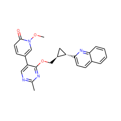 COn1cc(-c2cnc(C)nc2OC[C@H]2C[C@@H]2c2ccc3ccccc3n2)ccc1=O ZINC000209431272