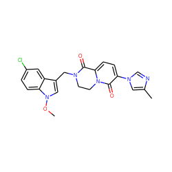 COn1cc(CN2CCn3c(ccc(-n4cnc(C)c4)c3=O)C2=O)c2cc(Cl)ccc21 ZINC000299868556