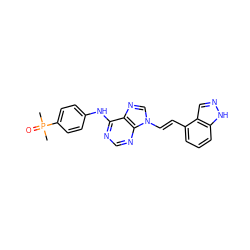 CP(C)(=O)c1ccc(Nc2ncnc3c2ncn3/C=C/c2cccc3[nH]ncc23)cc1 ZINC000040836048