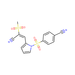 CS(=O)(=O)/C(C#N)=C/c1cccn1S(=O)(=O)c1ccc(C#N)cc1 ZINC000066167264