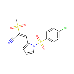 CS(=O)(=O)/C(C#N)=C/c1cccn1S(=O)(=O)c1ccc(Cl)cc1 ZINC000066129625