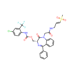 CS(=O)(=O)/C=C/CNC(=O)CN1C(=O)[C@@H](COC(=O)Nc2ccc(Cl)cc2C(F)(F)F)N=C(c2ccccc2)c2ccccc21 ZINC000029135176
