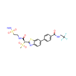 CS(=O)(=O)[C@@H](C(=O)NCCS(N)(=O)=O)c1nc2ccc(-c3ccc(C(=O)NCC(F)(F)F)cc3)cc2s1 ZINC000146079777