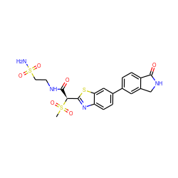 CS(=O)(=O)[C@@H](C(=O)NCCS(N)(=O)=O)c1nc2ccc(-c3ccc4c(c3)CNC4=O)cc2s1 ZINC000144277208