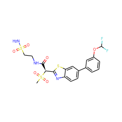 CS(=O)(=O)[C@@H](C(=O)NCCS(N)(=O)=O)c1nc2ccc(-c3cccc(OC(F)F)c3)cc2s1 ZINC000144058989