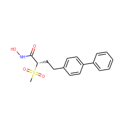 CS(=O)(=O)[C@@H](CCc1ccc(-c2ccccc2)cc1)C(=O)NO ZINC000073310471