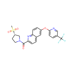 CS(=O)(=O)[C@H]1CCN(C(=O)c2ccc3cc(Oc4ccc(C(F)(F)F)cn4)ccc3n2)C1 ZINC001772588946