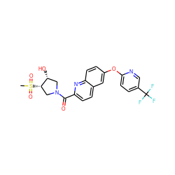 CS(=O)(=O)[C@H]1CN(C(=O)c2ccc3cc(Oc4ccc(C(F)(F)F)cn4)ccc3n2)C[C@H]1O ZINC001772581508