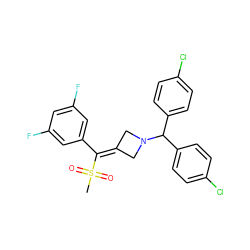 CS(=O)(=O)C(=C1CN(C(c2ccc(Cl)cc2)c2ccc(Cl)cc2)C1)c1cc(F)cc(F)c1 ZINC000029056169