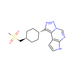 CS(=O)(=O)C[C@H]1CC[C@H](c2nnn3cnc4[nH]ccc4c23)CC1 ZINC001772603375