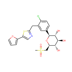 CS(=O)(=O)C[C@H]1O[C@@H](c2ccc(Cl)c(Cc3ncc(-c4ccco4)s3)c2)[C@H](O)[C@@H](O)[C@@H]1O ZINC000066252611