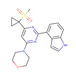 CS(=O)(=O)C1(c2cc(N3CCOCC3)nc(-c3cccc4[nH]ccc34)n2)CC1 ZINC000095584792