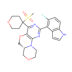 CS(=O)(=O)C1(c2nc(-c3c(F)ccc4[nH]ccc34)nc3c2OC[C@H]2COCCN32)CCOCC1 ZINC000218141109