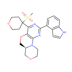 CS(=O)(=O)C1(c2nc(-c3cccc4[nH]ccc34)nc3c2OC[C@@H]2COCCN32)CCOCC1 ZINC000218164357