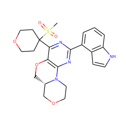 CS(=O)(=O)C1(c2nc(-c3cccc4[nH]ccc34)nc3c2OC[C@H]2COCCN32)CCOCC1 ZINC000218118862