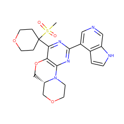 CS(=O)(=O)C1(c2nc(-c3cncc4[nH]ccc34)nc3c2OC[C@H]2COCCN32)CCOCC1 ZINC000218164477