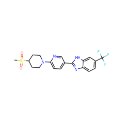 CS(=O)(=O)C1CCN(c2ccc(-c3nc4ccc(C(F)(F)F)cc4[nH]3)cn2)CC1 ZINC001772653537