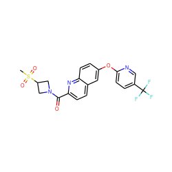 CS(=O)(=O)C1CN(C(=O)c2ccc3cc(Oc4ccc(C(F)(F)F)cn4)ccc3n2)C1 ZINC001772578900