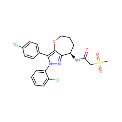 CS(=O)(=O)CC(=O)N[C@@H]1CCCOc2c1nn(-c1ccccc1Cl)c2-c1ccc(Cl)cc1 ZINC000084670452