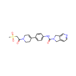 CS(=O)(=O)CC(=O)N1CC=C(c2ccc(NC(=O)N3Cc4ccncc4C3)cc2)CC1 ZINC000167177782