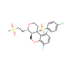 CS(=O)(=O)CC[C@@H]1OCC[C@@]2(S(=O)(=O)c3ccc(Cl)cc3)c3c(F)ccc(F)c3OC[C@@H]12 ZINC000072316220