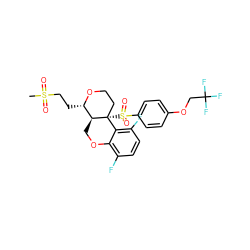 CS(=O)(=O)CC[C@@H]1OCC[C@@]2(S(=O)(=O)c3ccc(OCC(F)(F)F)cc3)c3c(F)ccc(F)c3OC[C@@H]12 ZINC000095598295