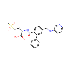 CS(=O)(=O)CC[C@H](NC(=O)c1ccc(CNc2cccnc2)cc1-c1ccccc1)C(=O)O ZINC000013781633